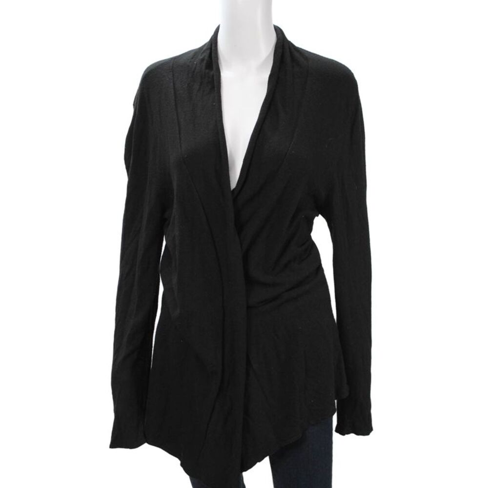 Margaret OLeary Womens Black Viscose Blend Cardigan Button Long Sleeve Size L